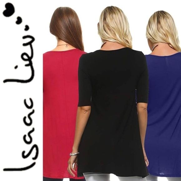 New Isaac Liev Minimalist Long Black Tunic Shirt Medium - Picture 3 of 5